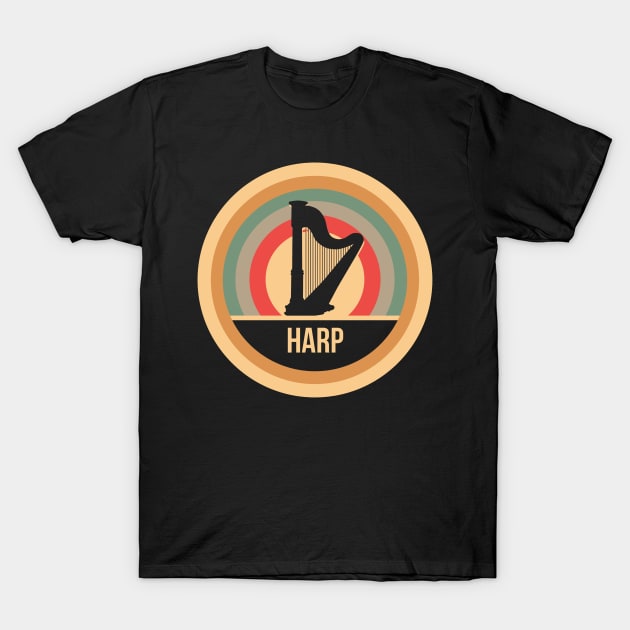 Retro Vintage Harp Gift For Harpists T-Shirt by OceanRadar